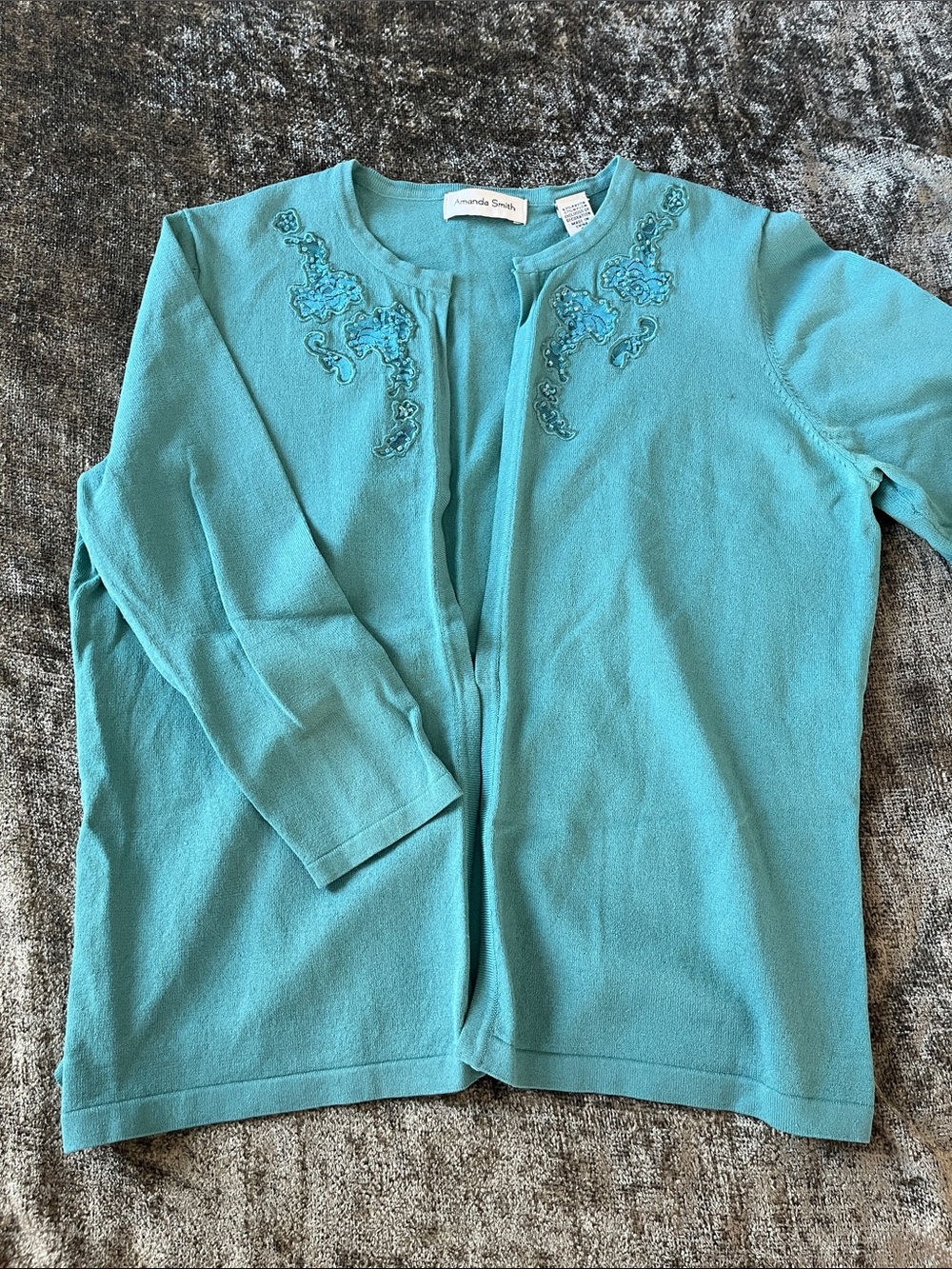 Amanda Smith Turquoise Embellished Cardigan